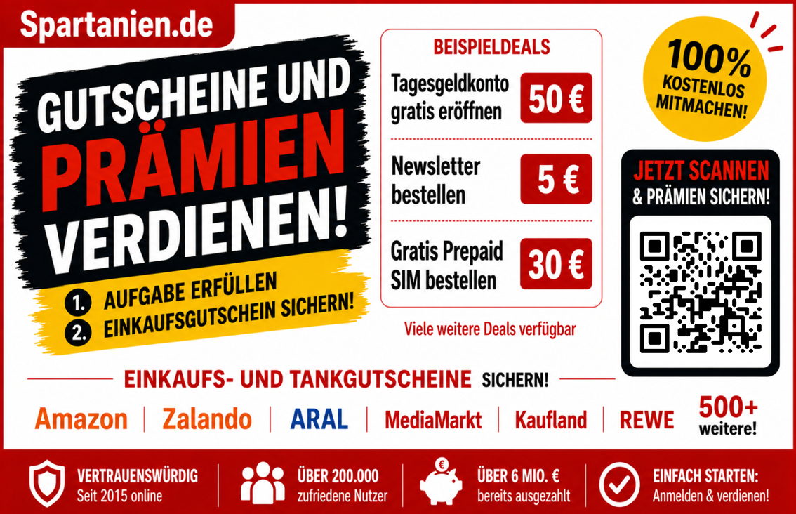 GUTSCHEINE UND PRÄMIEN VERDIENEN! | 100% KOSTENLOS MITMACHEN! | EINKAUFS- UND TANKGUTSCHEINE SICHERN!