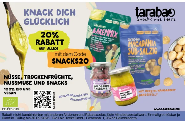 Knack dich glücklich | 20% Rabatt auf alles! | NÜSSE, TROCKENFRÜCHTE, NUSSMUSE UND SNACKS | 100% BIO UND VEGAN