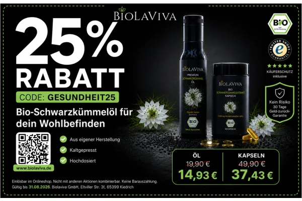 25% RABATT | Bio-Schwarzkümmelöl für dein Wohlbefinden | Aus eigener Herstellung | Kaltgepresst | Hochdosiert 