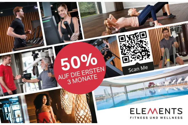 50% AUF DIE ERSTEN 3 MONATE BEI ELEMENTS FITNESS!
