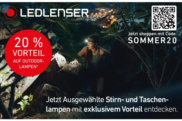 20% VORTEIL AUF OUTDOOR-LAMPEN | Jetzt Ausgewählte Stirn- und Taschenlampen mit exklusivem Vorteil entdecken.