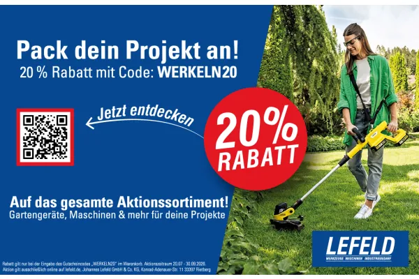 Pack dein Projekt an! 20 % Rabatt mit Code: WERKELN20
