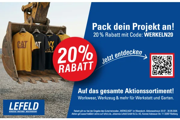 Pack dein Projekt an! 20 % Rabatt mit Code: WERKELN20