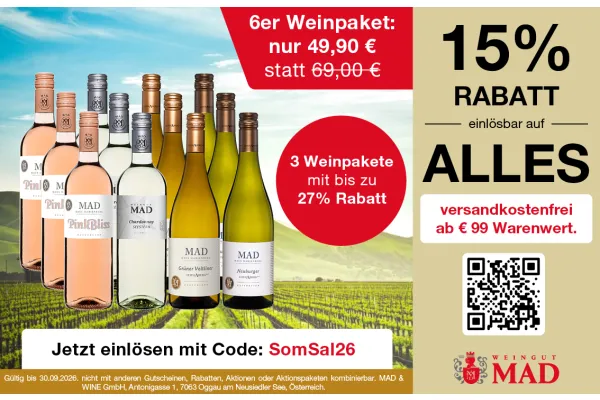 Sommer-Weinpakete aus Österreich – bis zu 28 % sparen