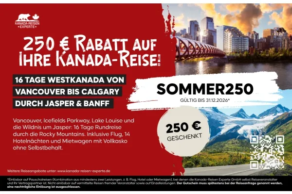 250 € KABATI AUF IHRE KANADA-KEISE! 16 TAGE WESTKANADA VON VANCOUVER BIS CALGARY DURCH JASPER &amp; BANFF