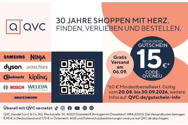 QVC entdecken – online, in der App und im TV und 15€ sparen