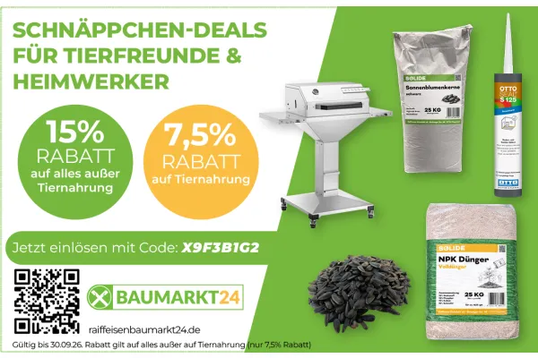 Sommerlich sparen – für Tierfreunde bis Heimwerker | 15% Rabatt auf ALLES* / Tiernahrung nur 7% Rabatt