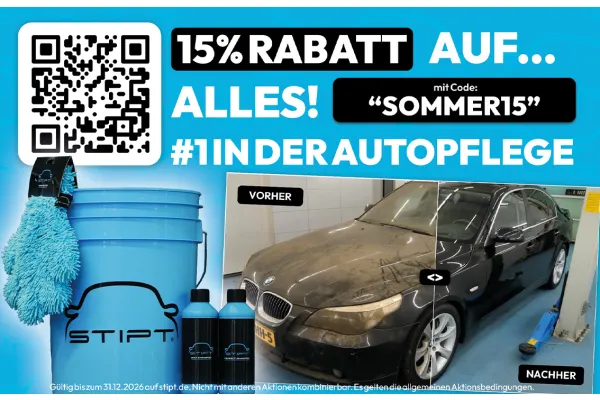 15 % Rabatt auf das gesamte Sortiment
