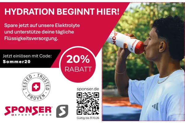 20% RABATT | HYDRATION BEGINNT HIER! Spare jetzt auf unsere Elektrolyte und unterstütze deine tägliche Flüssigkeitsversorgung.
