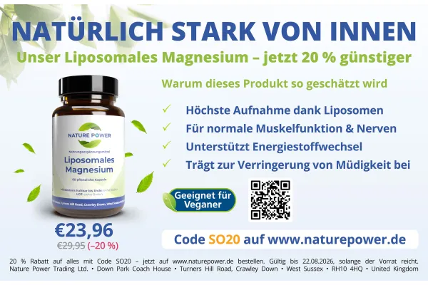 NATÜRLICH STARK VON INNEN Unser Liposomales Magnesium - jetzt 20 % günstiger