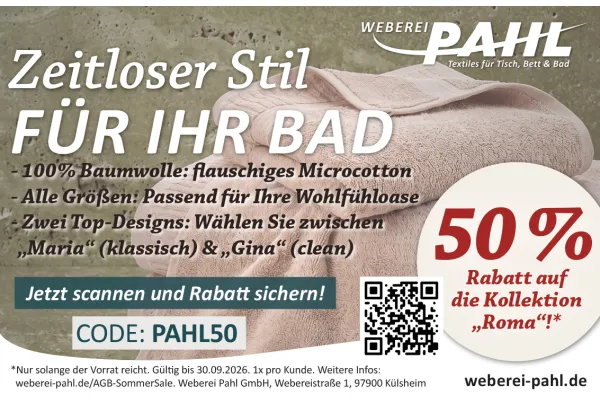 50% Rabatt auf die Kollektion „Roma"! | Zeitloser Stil FÜR IHR BAD