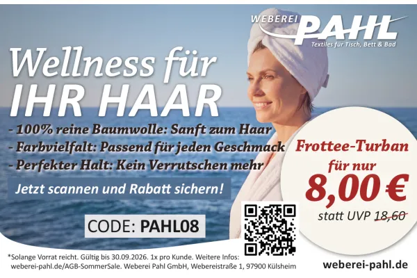 Frottee-Turban für nur 8,00 € statt UVP 18,60 | Wellness für IHR HAAR