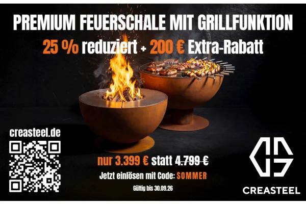25 % reduziert + 200 € Extra-Rabatt | PREMIUM FEUERSCHALE MIT GRILLFUNKTION | Modulares Grillsystem | 10mm Edelstahl Grillplatten | Beste Schweizer Qualität