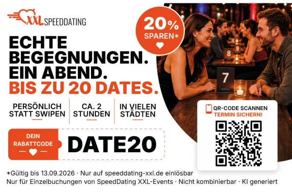 20% SPAREN | ECHTE BEGEGNUNGEN. EIN ABEND. BIS ZU 20 DATES