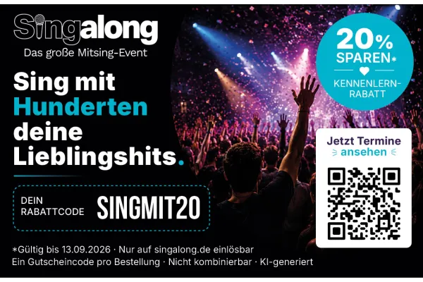 20% SPAREN | Sing mit Hunderten deine Lieblingshits.
